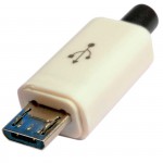 Штекер micro USB 4pin с БЕЛЫМ корпусом и ЧЕРНЫМ кабельным вводом HQ