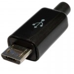 Штекер micro USB 4pin ЧЕРНЫЙ с корпусом с кабельным вводом HQ