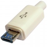 Штекер micro USB 5pin БЕЛЫЙ с корпусом с кабельным вводом HQ