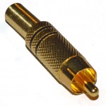 RCA штекер на кабель золото с черным кольцом