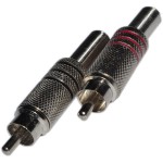 RCA штекер на кабель металл три кольца, пара красный + черный (WTY0066)