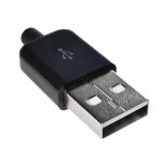 Штекер USB-A глянцевый с кабельным вводом ЧЕРНЫЙ