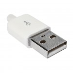 Штекер USB-A глянцевый с кабельным вводом БЕЛЫЙ